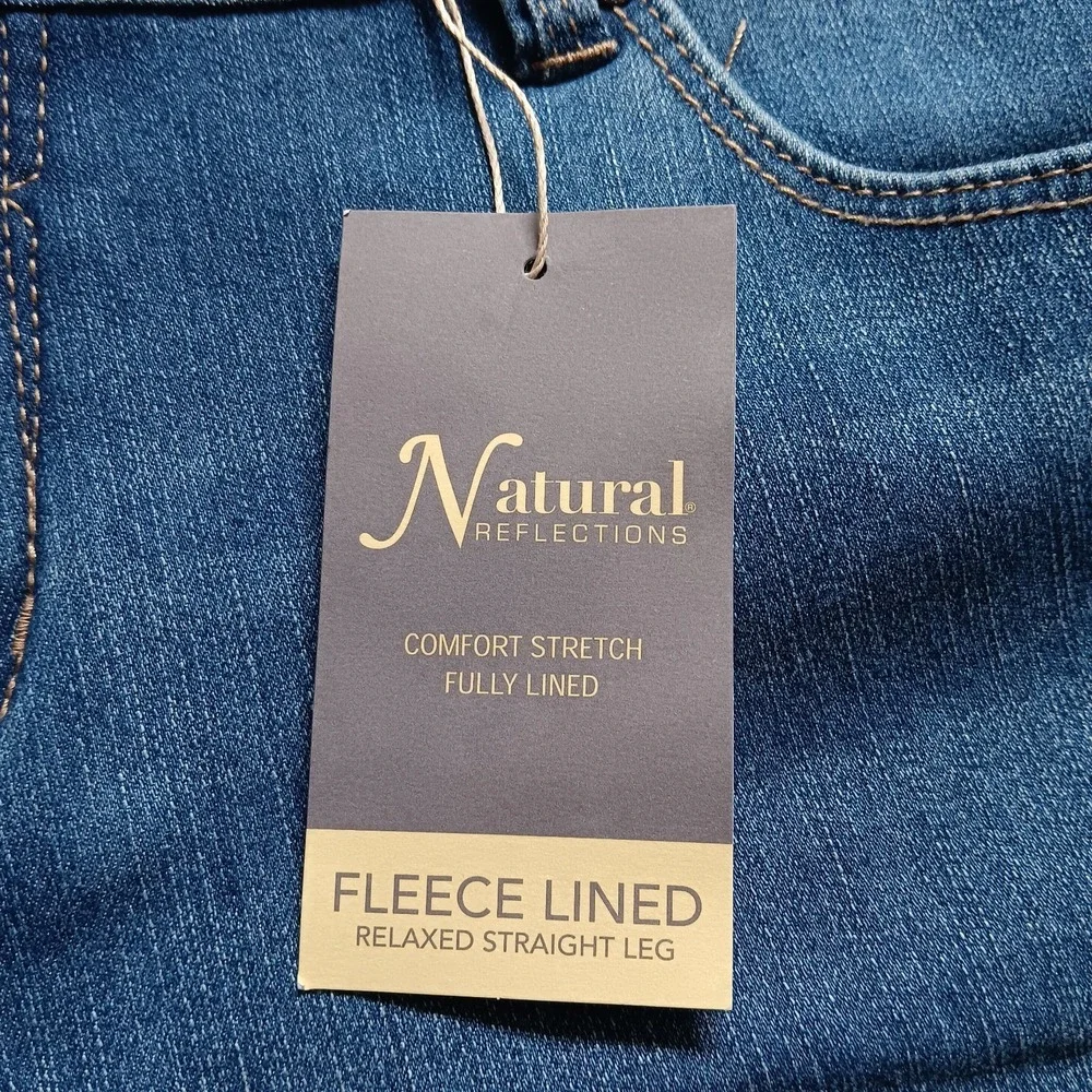 Natural Reflections Jeans Women's 10 Blue Flannel Lined Straight Leg Plaid